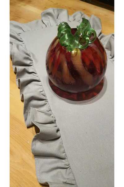 artsondekorasyon Hakiki Duck Kumaş %100 Pamuklu Fırfırlı Runner - Bohem Dekorasyon