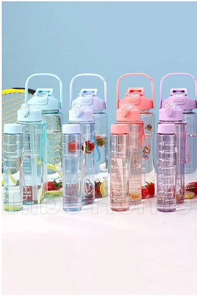 Tilbe Home Motivational 3-Piece Sports Water Bottle Tritan Water Bottle Water Bottle 2000+900+500ml
