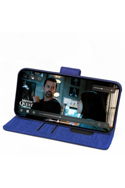 UPEKA Samsung Galaxy A34 Kılıf Kumaş Desenli Cüzdanlı Standlı Kapaklı Kılıf