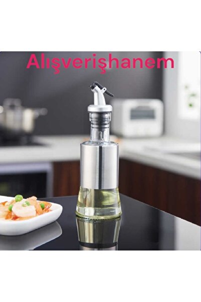 Alışverişhanem Damlatmaz Tıpalı Cam Yağdanlık Yağ Sirke Limon Suyu Dağıtıcı Yağlık 200 ML