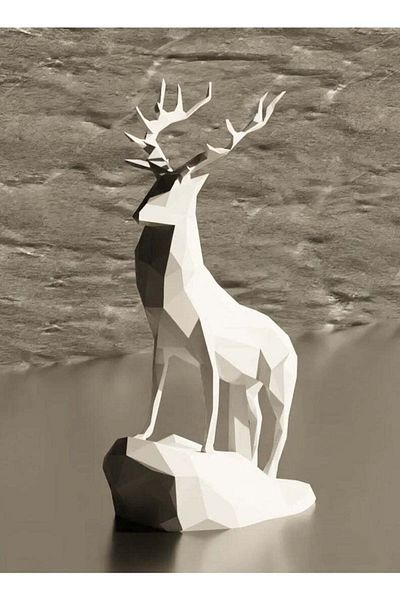 3D Brothers Deer Decoration  Modern Low Poly Design