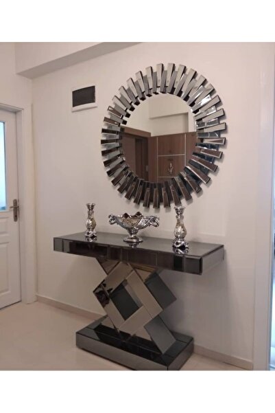 DEKOFAB Dresuar Baklava Modeli Ayna Takımı Bronz