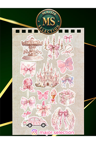 Major Selection Pink Vintage Sticker Set 5'Li Suitable for Agenda Planner