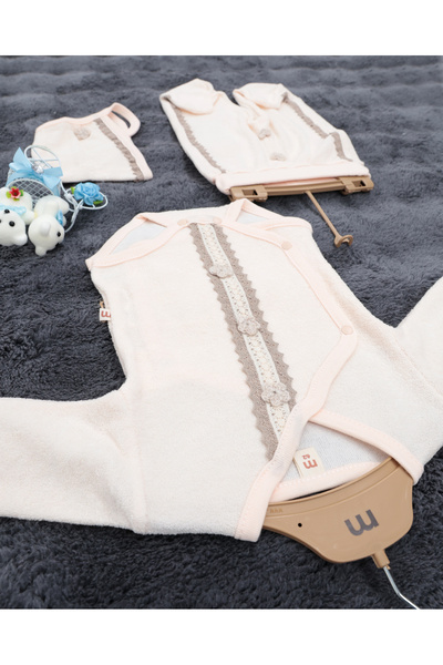 miracool Organic Terry Fabric Double Breasted Baby Set (Body, Pants and Hat)