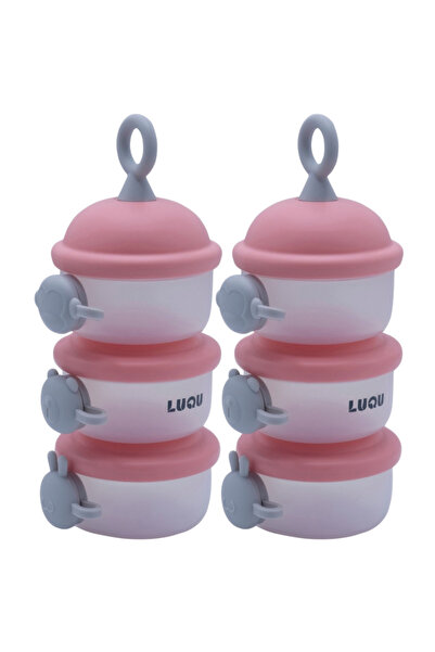 LUQU BABY عبوة حليب مجفف بفتحة جانبية - وردي - عبوة من قطعتين