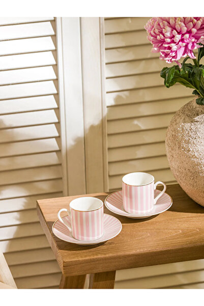 LC Waikiki Home Çizgi Desenli Porselen 2 Kişilik Fincan Seti