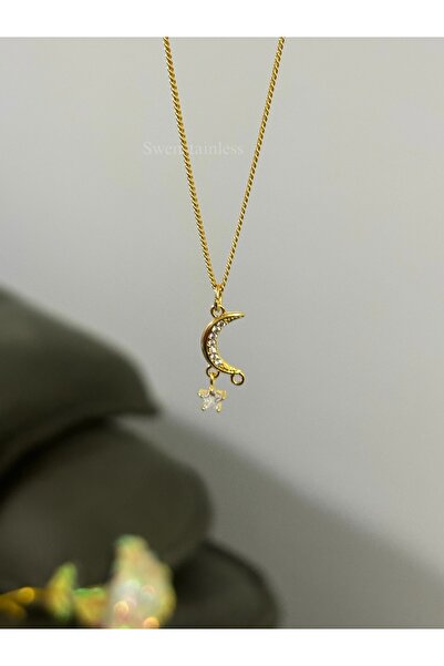 stainless steell Zincir kolye zikron taşlı paslanmaz çelik minimal taşlı zari...