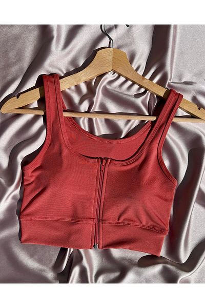 Elosia Women's Sports Tank-Bustier 68E04 - Pomegranate Color Opening Zippered Diving Fabric