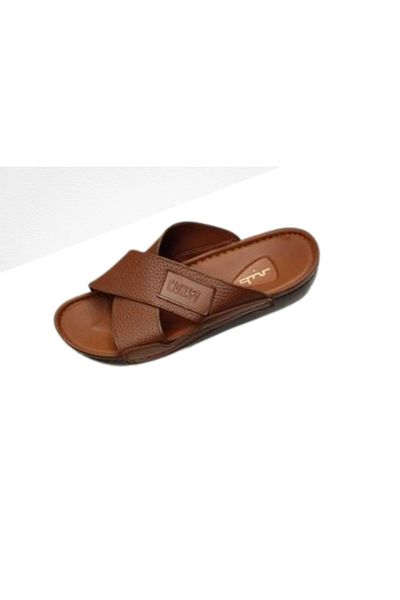 Handmade Men's Handmade Leather Slippers-Natural Leather, Orthopedic Sole,Suitable for Heel Pain&Diabetics