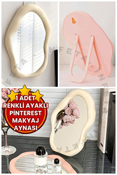 İnfeta 1 Adet Plastik Makyaj Aynası | Arka Ayaklı Masa Aynası, Duvara Monteli...