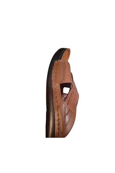 Handmade Men's Handmade Leather Slippers-Natural Leather, Orthopedic Sole,Suitable for Heel Pain&Diabetics