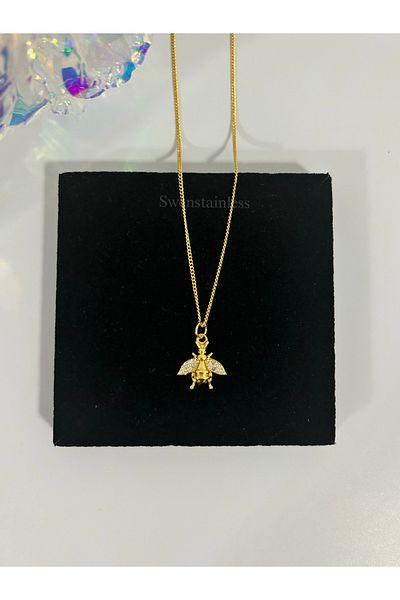 stainless steell Chain Necklace Zikron Stone Stainless Steel Minimal Bee Necklace Stone Elegant