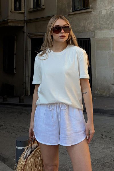 Swist Λευκό Basic Crew Neck Modal Γυναικείο T-shirt