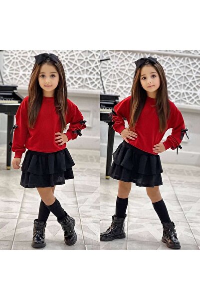 ARBİ kids Κοριτσίστικο σετ ρούχων με φούστα, λεπτομέρεια κορδέλας, ύφασμα με ...