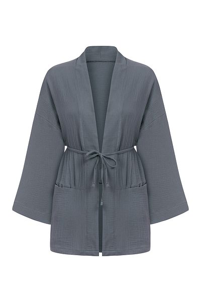 praye Smoked Muslin Kimono - Pocketed