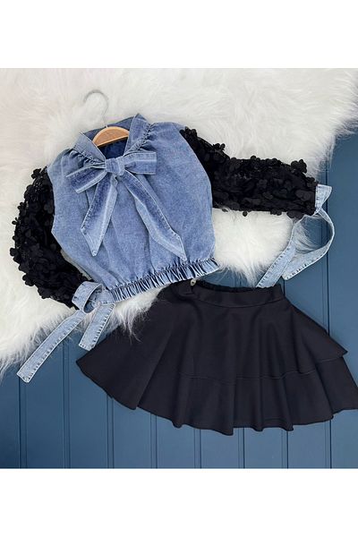 ARBİ kids Costum elegant de sărbători pentru fete de 2-5 ani cu tul strident și fustă cu volane creponate