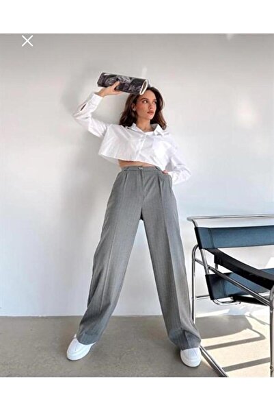 purple pi Women's Grey Striped Palazzo Pants