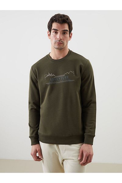 LC Waikiki Crew Neck Printed Men's Thick Sweatshirt