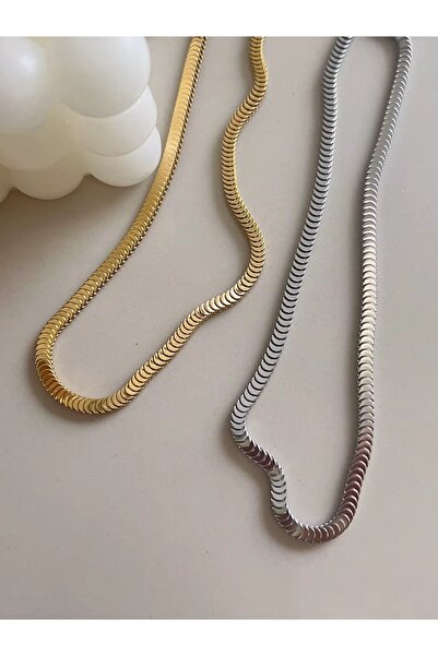 Siya Silver Kararmaz Çelik Balıksırtı Pullu Zincir Kolye