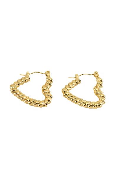 Siya Silver Steel Twirl Heart Earrings