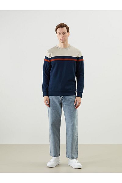 LC Waikiki Lcw Crew Neck Long Sleeve Color Block Men's Sweatshirt Fast Fashion