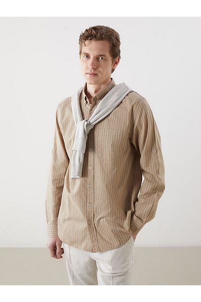 LC Waikiki Ανδρικό ριγέ μακρυμάνικο πουκάμισο LCWAIKIKI Classic Regular Fit