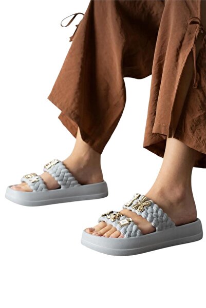 Liger Γυναικείες Πέτρινες Κομψές Άνετες Καθημερινές Παντόφλες ΓΚΡΙ