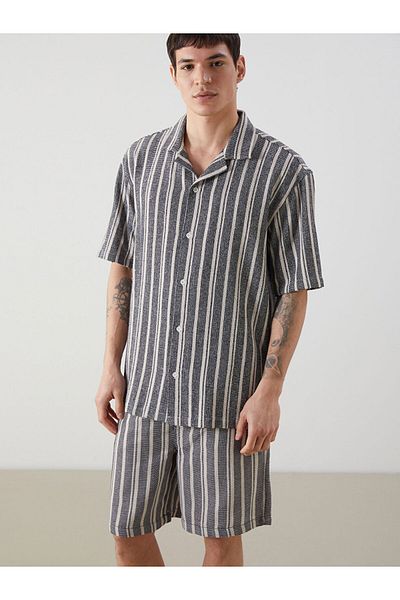 LC Waikiki New Season Comfortable Fit Short Sleeve Striped Men's Shirt - S5Ef74Z8