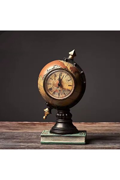 Wolawood Vintage Dünya Haritası Saat Dekor – El Yapımı Retro Biblo, Dekoratif...