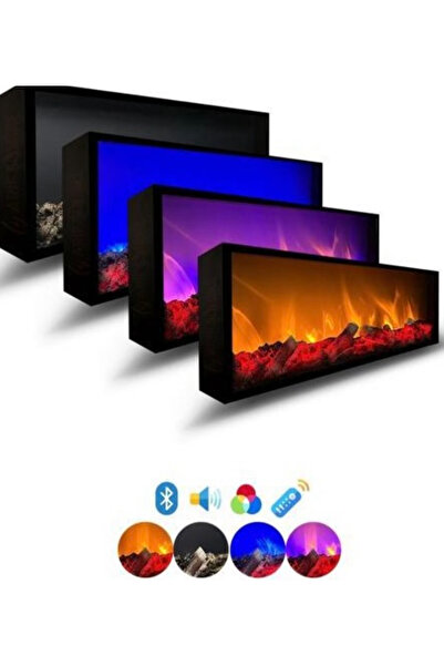 Esha Home ELEKTRİKLİ YAPAY DEKORATİF ŞÖMİNE BLUETOOTH+SABİT ÇITIRTI 180x35x15cm