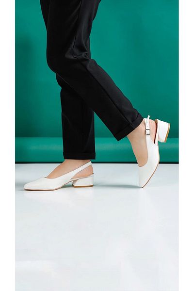 Holdays Short Heel Women's White Slingback Shoes