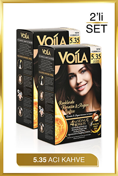 Voila Kadın 2'li Paket Keratin Kalıcı Acı Kahve 5.35 Saç Boyası
