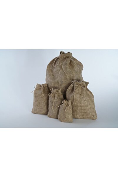 İSTANBUL SANDALET 1 Adet 17 X 27 Cm Doğal Jut Ambalaj Erzak Saklama Kabuklu Badem Torbası