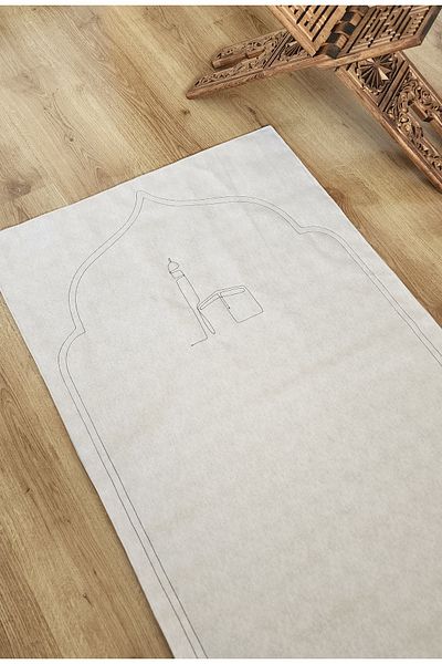 ALTINPAMUK Prayer Rug Natural Plain Raw Linen Soft Inner Filling 70X115 Plain Ç3