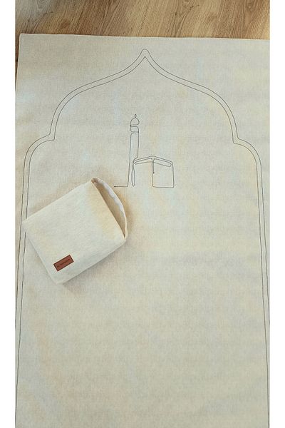 ALTINPAMUK Natural Plain 70x115 Covor de rugăciune simplu cu geantă Broderie cu geantă