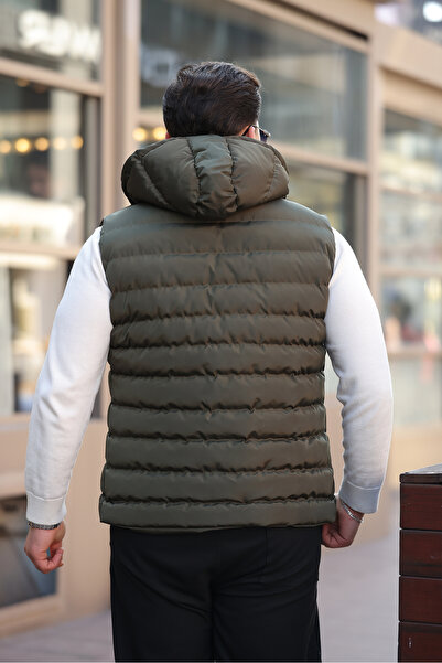 gm giyimarket Men's Seasonal Detachable Hooded Puffer Vest with Pockets