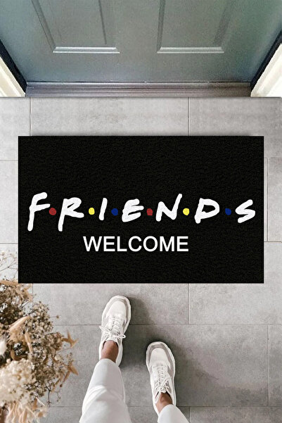 KARMAT Friends, Black Modern Digital Print, 70 X 45 Cm, Indoor and Outdoor Dowry Door Front Mat