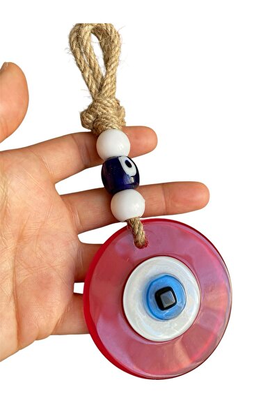 312 KONSEPT Cherry Claret Red Fusion Glass Evil Eye Bead Decorative Wall Orna...
