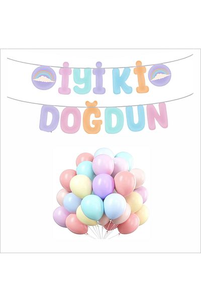 ZENVİVA Makaron Balloon+Banner Set