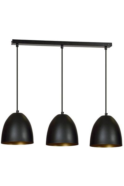 RİOLİGHT Vintage,Retro,Rustic 3Xe27 Black Metal Table Top Row Chandelier with Lamps Length:60Cm