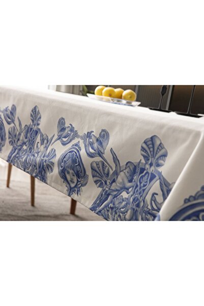 dekomall home & living Față de masă Bumbac-In 150x250 Cm Albastru-Crem