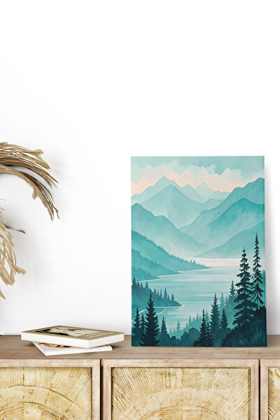 qoeuyl boutique Lake and Forest View No:4 Ρετρό Vintage 18x27 MDF Ξύλινη αφίσ...