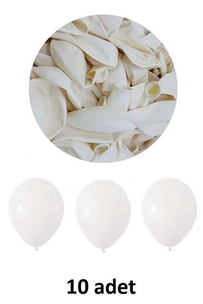 Atölye Mi Pack of 10 White Balloons 12" - 30 cm Latex