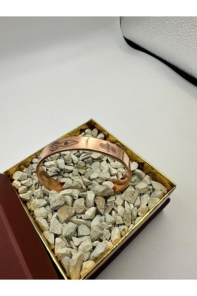 KAVELE Pure Copper Abundance Abundance Umay, Moon Sun Star Fatma Ana Hand Zeolite Stone Bracelet