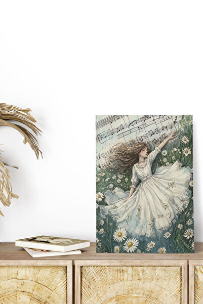 qoeuyl boutique Κορίτσι σε μαργαρίτες με θέμα No:4 Retro Vintage 18x27 MDF Ξύ...