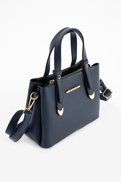 Rezania Women's 4 Compartment Long Strap Shoulder and Hand Bag with Gold Accessories