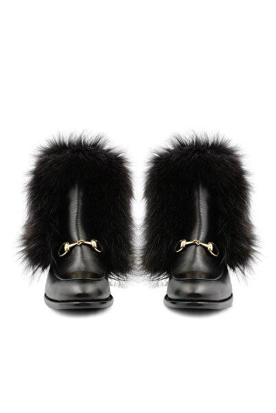 Vario Süet Kürk Detaylı Kadın Bot Siyah Kürk Bot