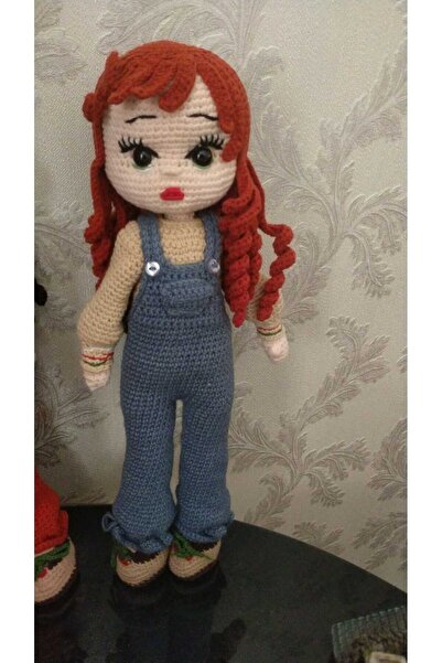 SKOC 35 Cm Amigurumi Bebek Pamuk Ip El Örgüsü Kız Oyuncak - Kıyafetleri Ve Ay...