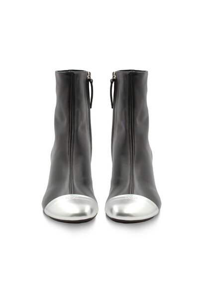 Vario Hakiki Deri Metal Burun Detaylı Kadın Bot N21 BLACK (SIYAH)