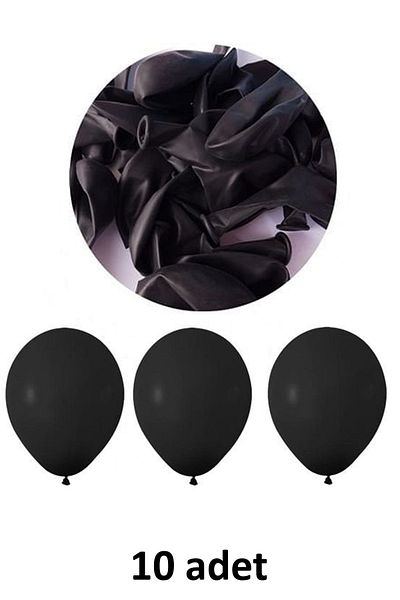 Atölye Mi Pack of 10 Black Latex Balloons - 12" and 30 cm